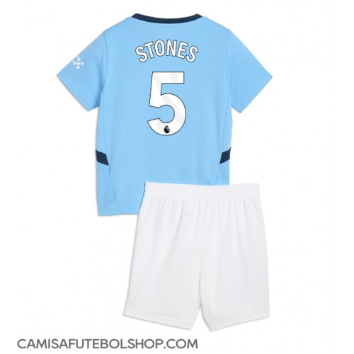 Camisa de time de futebol Manchester City John Stones #5 Replicas 1º Equipamento Infantil 2024-25 Manga Curta (+ Calças curtas)